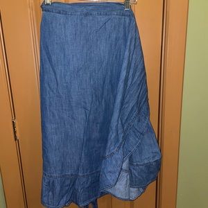 Denim Draper James Wrap Skirt with Ruffle